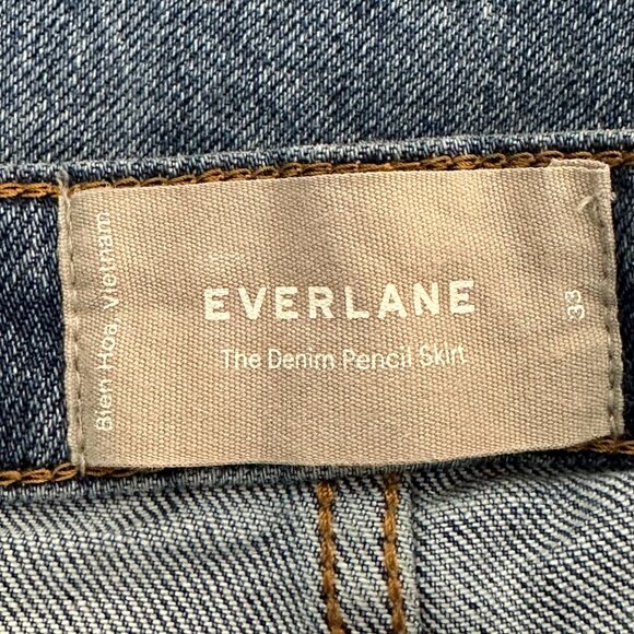 Everlane The Denim Button Front Pencil‎ Skirt Size 33 Medium Wash Summer Casual - Picture 4 of 5